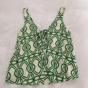 Anthropologie By Maeve Green Printed Sleeveless Blouse, Size XS